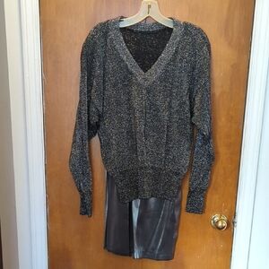 Chic Black and Silver Women's Skirt Set